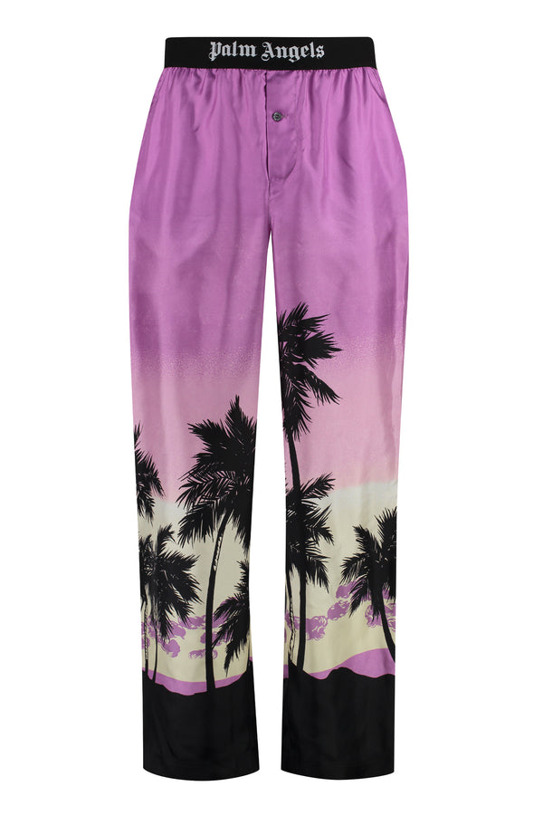 Printed silk pants-0